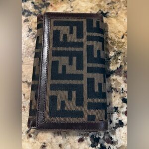 Fendi Vintage Zucca Brown & Black Monogram Continental Wallet